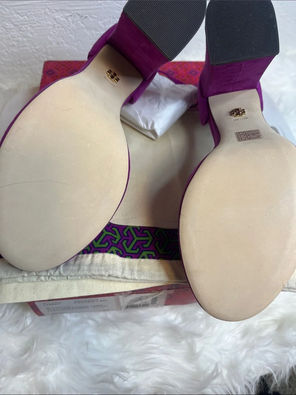 Tory Burch Fuchsia Suede Platform Block Heel Sandals